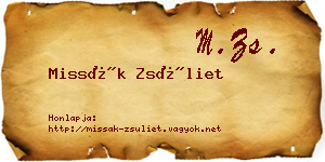 Missák Zsüliet névjegykártya
