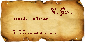 Missák Zsüliet névjegykártya